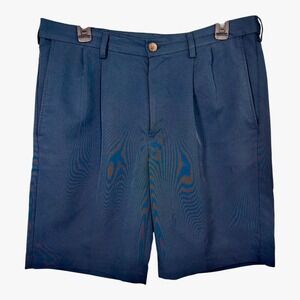 Haggar Golf Navy Dress Shorts Mens Chino Size 34 Cool 18 Pro Expanding Waist EUC